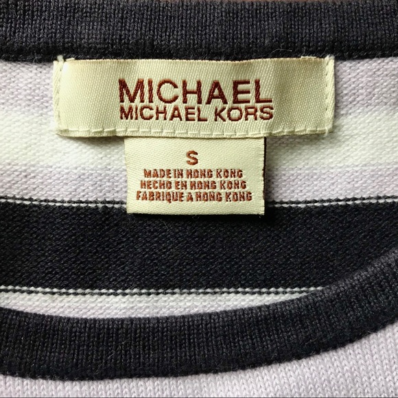 Michael Kors Purple Blue White Striped Sweater - Picture 5 of 6